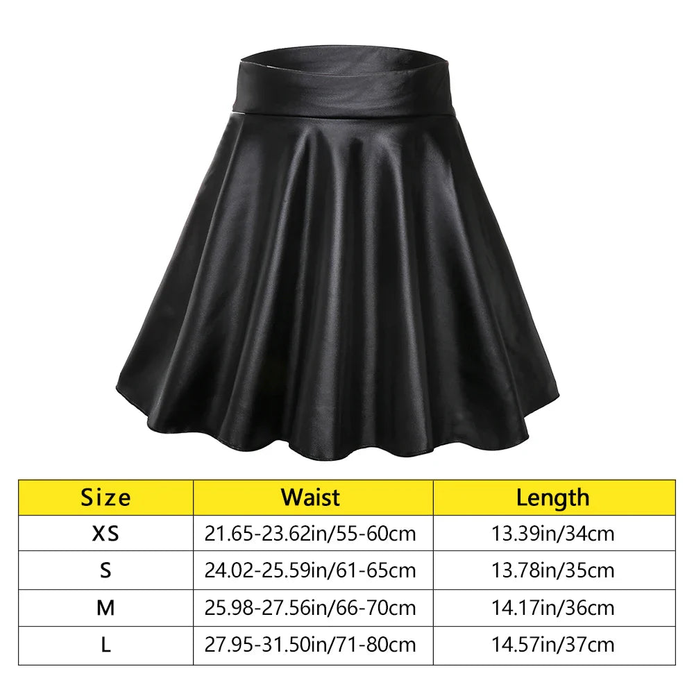 Women’s High Waist Mini Skirt — Elastic Faux Leather Short Skirt