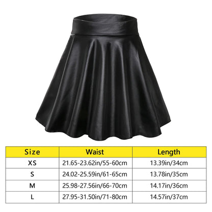 Women’s High Waist Mini Skirt — Elastic Faux Leather Short Skirt