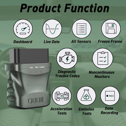 Bluetooth OBD2 Scanner - OBDII/EOBD Car Code Reader with Reset Diagnostic Tool