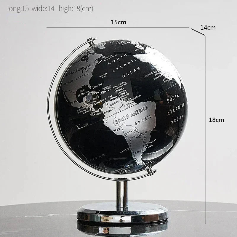 Rotating World Globe with Metal Base – Educational Geography Globe for Children, Classroom Learning Stand