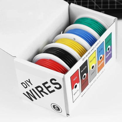 22AWG Flexible Silicone Wire – Stranded Tinned Copper, 5 Colors, 16.4ft/5m or 32.8ft/10m Each for Electrical DIY