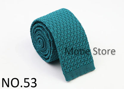 Classic Knit Neck Tie for Men — 6cm Plaid & Dots Casual Business Wedding Tie