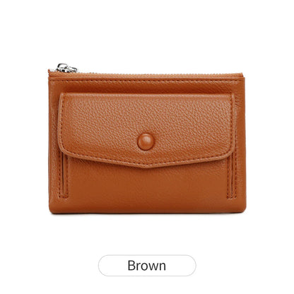 Women’s PU Leather Short Double Zipper Wallet – Simple Solid Color, Large Capacity Credit Card Holder with Coin Pocket