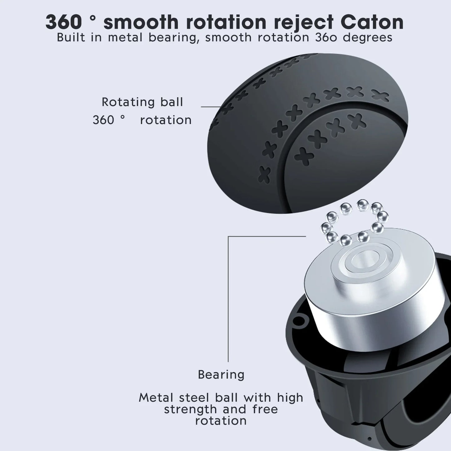 360 Degree Rotation Steering Wheel Booster Spinner Knob - Metal Bearing Power Handle with Ball-Shaped Design