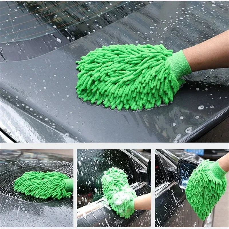 1/5pcs Microfiber Car Wash Gloves — Ultra-Absorbent, Scratch-Free Auto Cleaning Sponge Tool