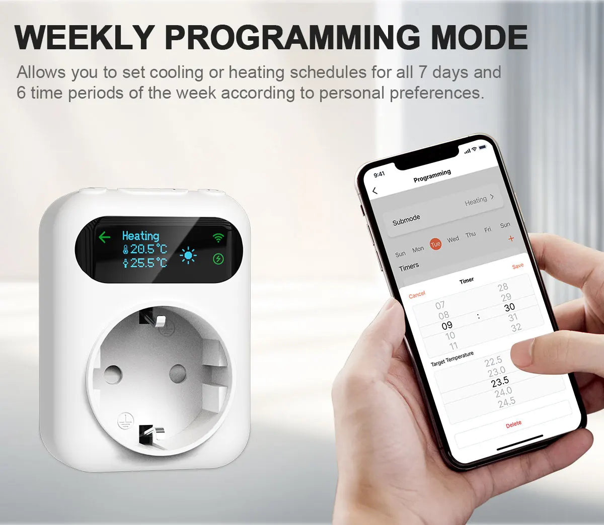 Smart WiFi Thermostat Plug – Tuya Wireless Temperature Controller for Boiler, Fan, Heating & Cooling, Alexa & Google Home Compatible
