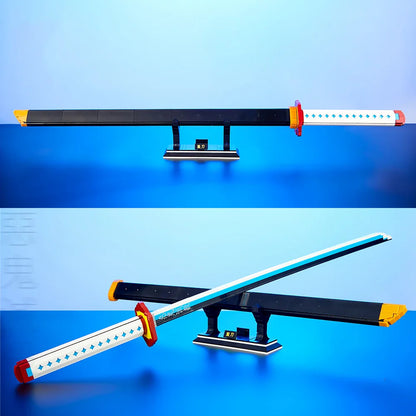 Anime Samurai Sword Building Blocks Set – Demon Slayer-Inspired Weapon Model, Action Figure Display with Base, Kids Toy & Birthday Gift Home Decor