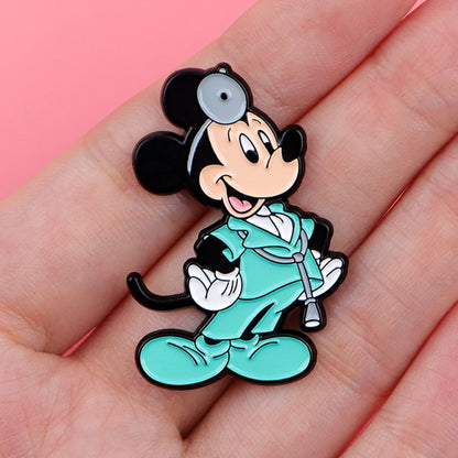 3pcs Mouse Doctor Enamel Pin Set – Medical Badge Brooches for Backpack, Hat, Collar & Lapel, Cosplay Accessories Gift