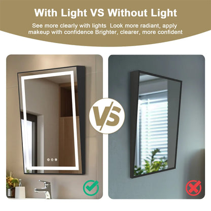 LUVODI LED Tilt Bathroom Mirror – Wheelchair Accessible Anti-Fog Barrier-Free Mirror with 3-Color Lights