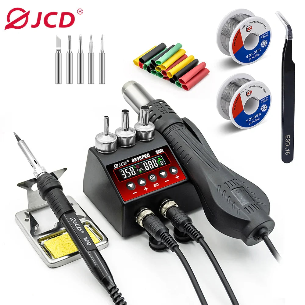 JCD 8898 2-in-1 Soldering Station 750W – Soldering Iron & Hot Air Gun for BGA SMD Phone Repair & Welding