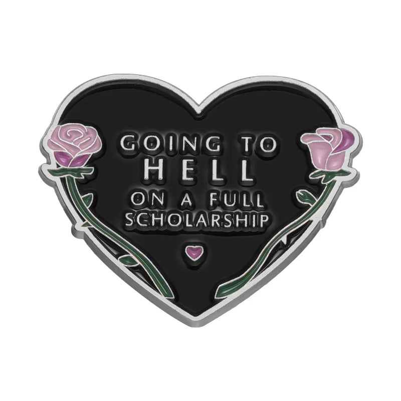 Pink Heart Brain Ghost Enamel Brooch – Gothic Retro Radio & TV Badge, Funny Punk Lapel Pin Jewelry Gift