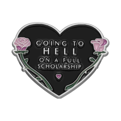 Pink Heart Brain Ghost Enamel Brooch – Gothic Retro Radio & TV Badge, Funny Punk Lapel Pin Jewelry Gift