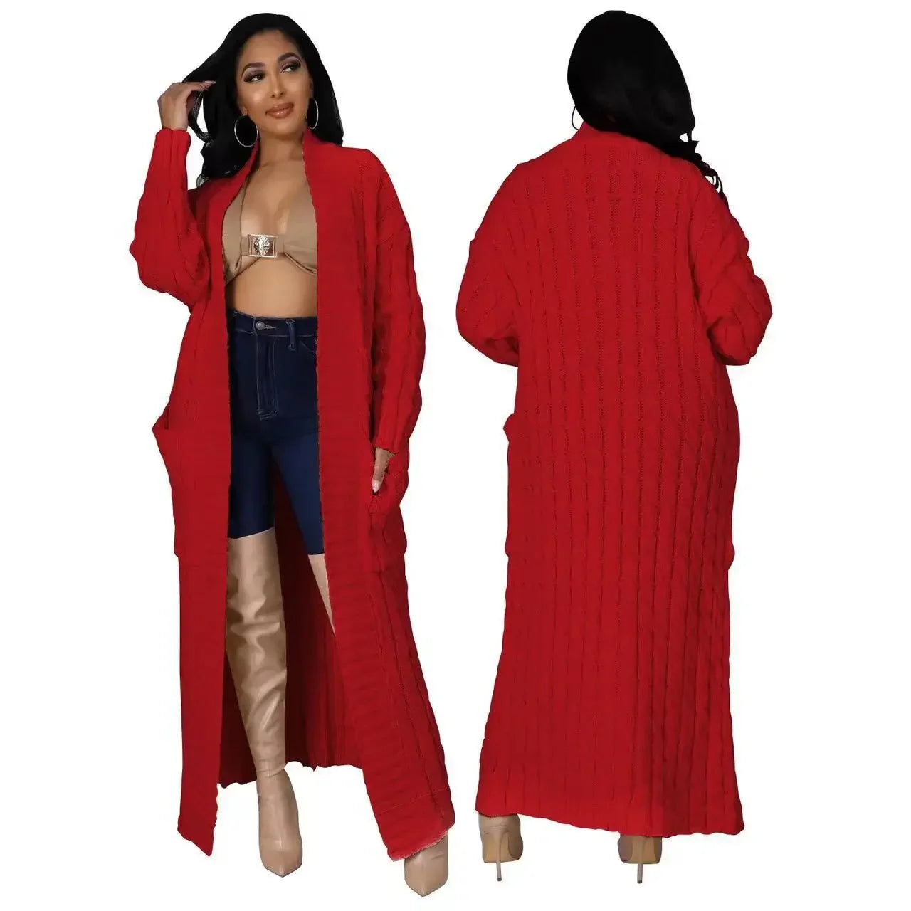 2024 Women’s Fashion Cardigan Sweater – Casual Long Sleeve Solid Jacket for Autumn Winter