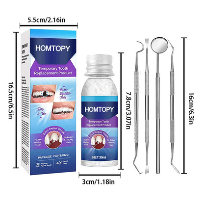 Moldable Teeth Repair Kit – Temporary Dental Replacement with Thermal Beads for Fixing Missing & Broken Teeth, Artificial Tooth Fillings