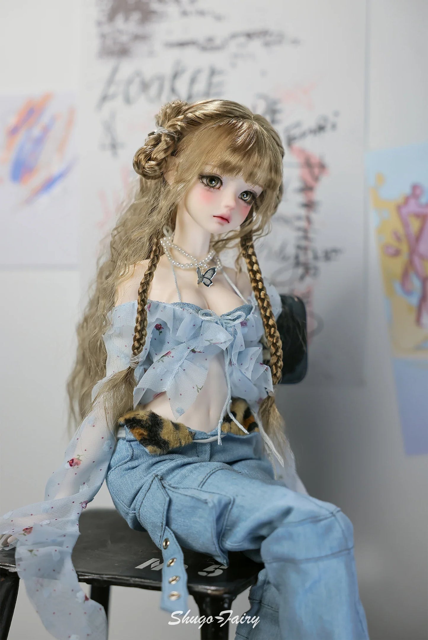 Shugafairy Kikyou D 1/4 BJD Doll – Fullset Street Girl with Big Chest, Summer Carnival Y2K Style Ball-Jointed Fashion Doll Toy
