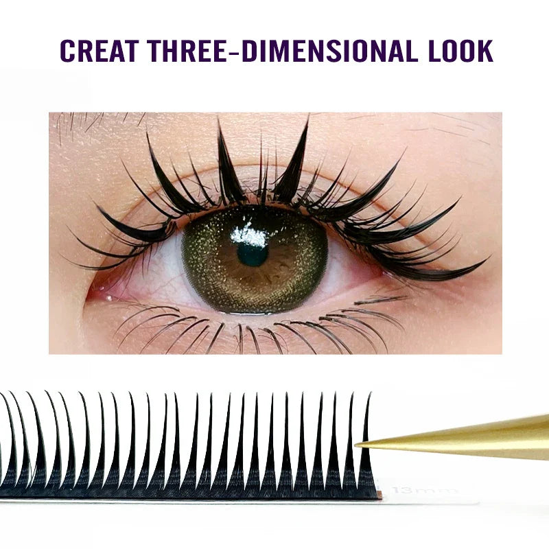 NATUHANA 0.07mm Wet Eyelash Extensions – Manga Wispy Spikes & Premade Fans for Cosplay & Volume