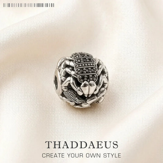 Black Scorpion Charm - 925 Sterling Silver Punk Jewelry Pendant for Men & Women DIY Jewelry Making 5mm Hole