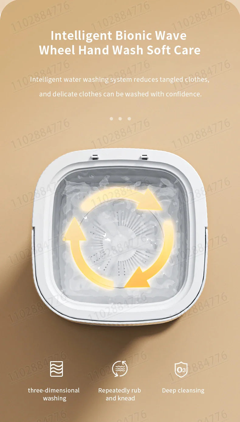 10L High-End Foldable Portable Washing Machine – Large Capacity with Blue Light, Timed Washing & Dehydration
