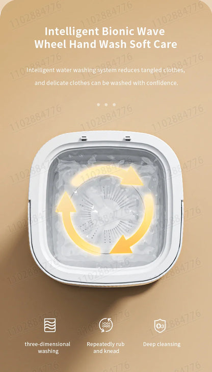 10L High-End Foldable Portable Washing Machine – Large Capacity with Blue Light, Timed Washing & Dehydration