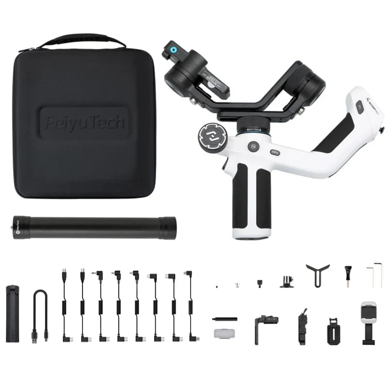 FeiyuTech SCORP Mini 2 Kit - 3-Axis Handheld Gimbal for Mirrorless Camera, Action Cam, Smartphone with AI Tracker, 1.2kg Load Capacity