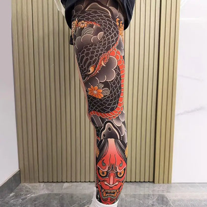 Full Leg Tattoo Socks - Sun-Proof Stretch Cycling & Fishing Stockings for Men and Women
