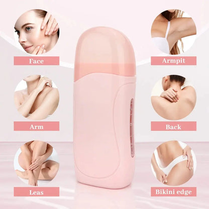 Unisex Hot Roll-On Wax Hair Removal Kit with Depilatory Cream, Wax Heater & Cartridge Warmer – Professional Waxing Set