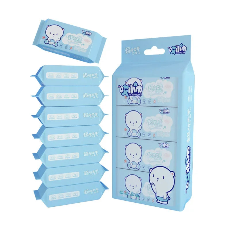64Pcs Disposable Mini Hand Wipes – Portable Travel Size Hand & Mouth Cleaning Wet Wipes for Home, School & Daily Hygiene Use