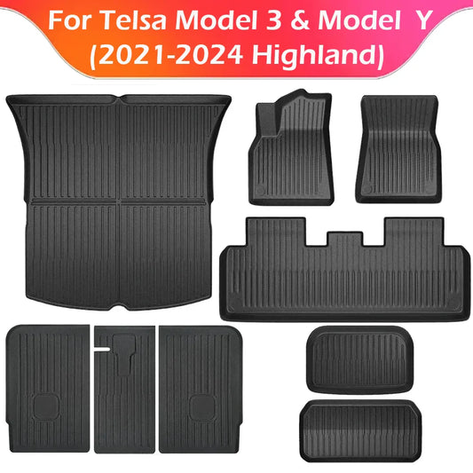 XPE All-Weather Floor Mats for Tesla Model 3/Y (2021-2024) – Waterproof Non-Slip Rubber Trunk Cargo Liner