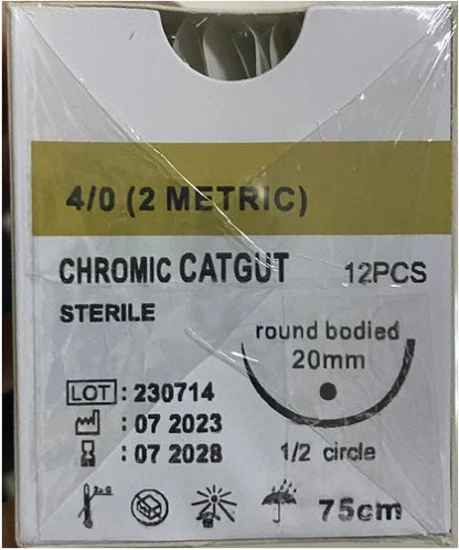 12PCS Absorbable Suture Thread for Pets – PGA 910, 75CM-90CM with Needle, 2/0-5/0 for Dog Suture Training
