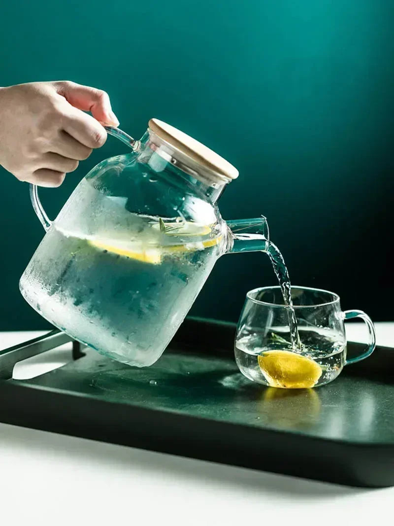 1.8L Transparent Borosilicate Glass Teapot – Heat-Resistant Large Clear Tea Pot for Puer, Flower Tea, Office & Home