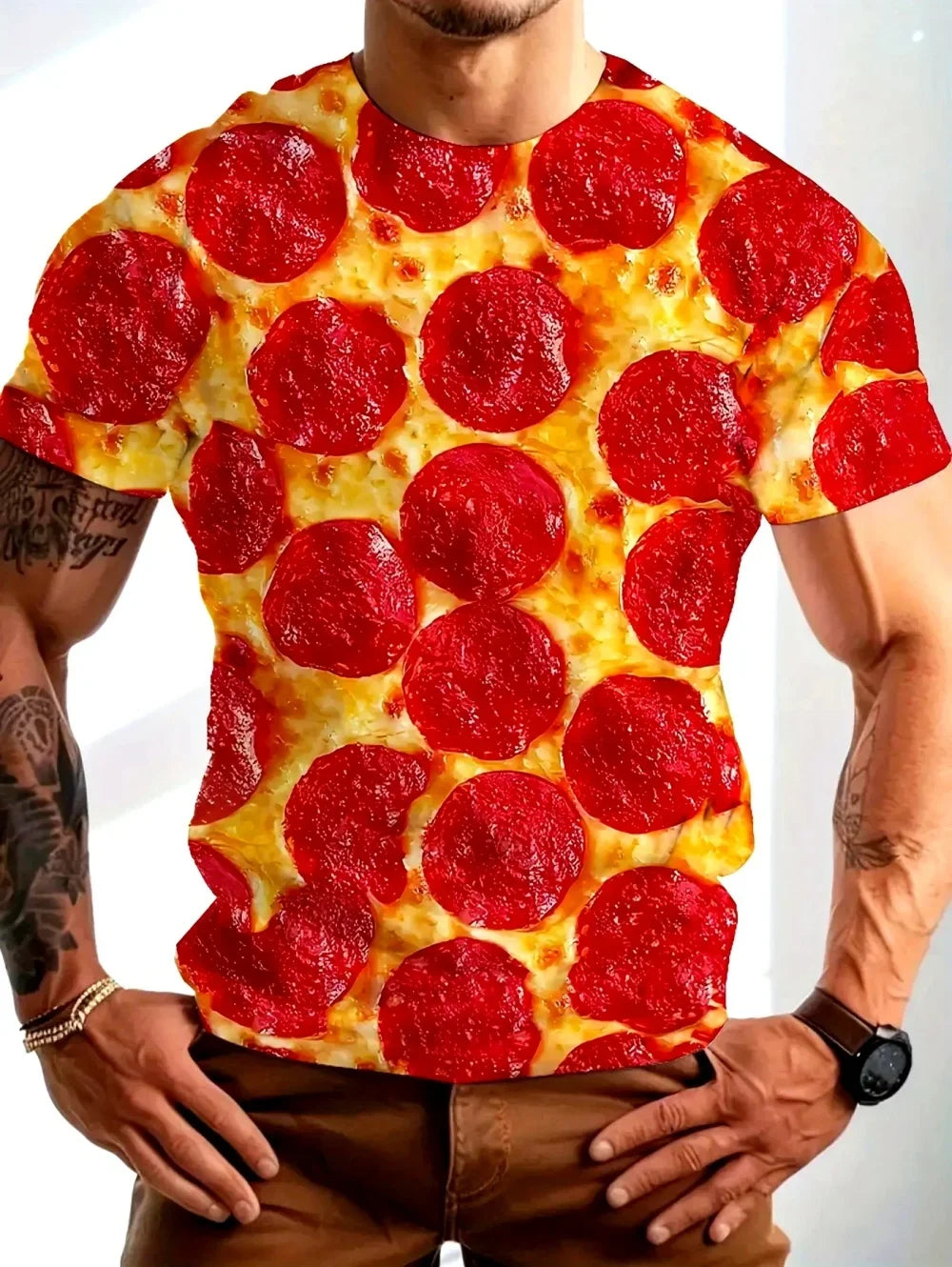 Men’s Watermelon Graphic T-Shirt - Funny 3D Fruit Print Oversized Summer Tee