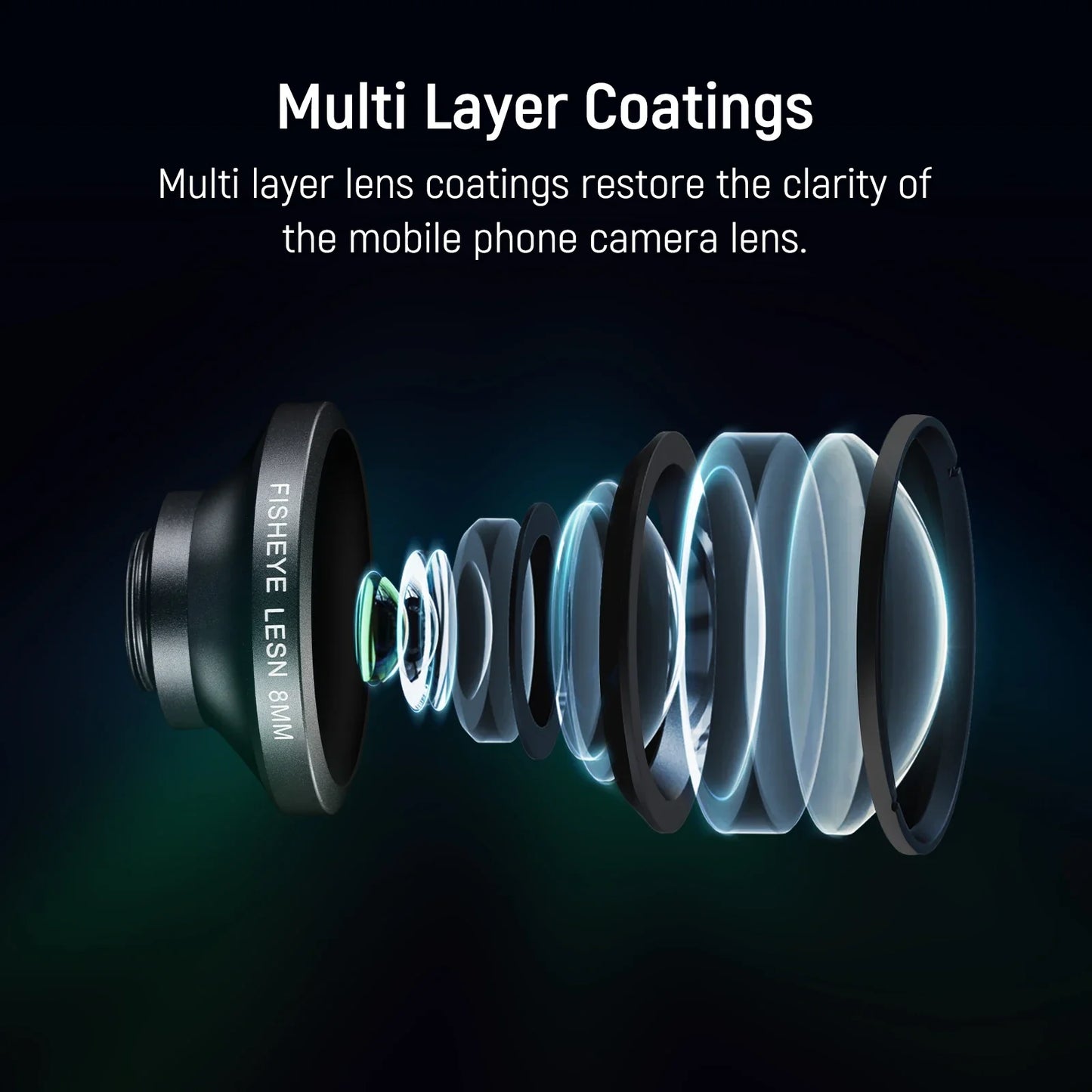 NEEWER HD 8mm 220° Fisheye Phone Lens (Lens Only) — 17mm Thread Backplate, SmallRig Compatible for iPhone & Samsung