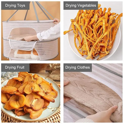 3 Tier Portable Mesh Hanging Dryer and Herb Rack - Ideal for Drying Buds, Fruits, Vegetables, and More