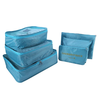 6PCS Travel Storage Bag Set – Clothes Organizer, Wardrobe Pouches & Packing Cubes for Suitcases