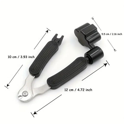 3-in-1 Guitar String Winder with Peg Winder, Cutter, and Pin Puller - Essential Instrument Maintenance and Repair Tool