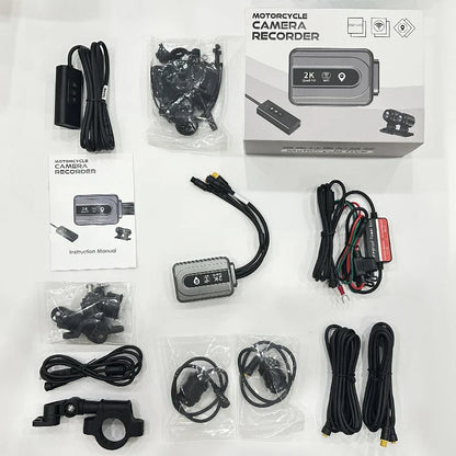 Motorcycle 2K Front & Rear DVR Dash Cam – WiFi GPS, Waterproof Full-Body Video Recorder Black Box