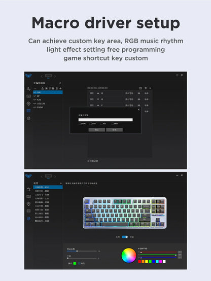AULA F87 Pro Tri-Mode Mechanical Gaming Keyboard – Wired, 2.4G Wireless, Bluetooth, 87-Key RGB Hot-Swappable PBT, 8000mAh