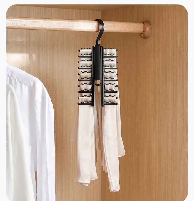 360° Rotating Multi-Functional Plastic Hanger — Adjustable Home Rack for Belts, Scarves & 20 Ties