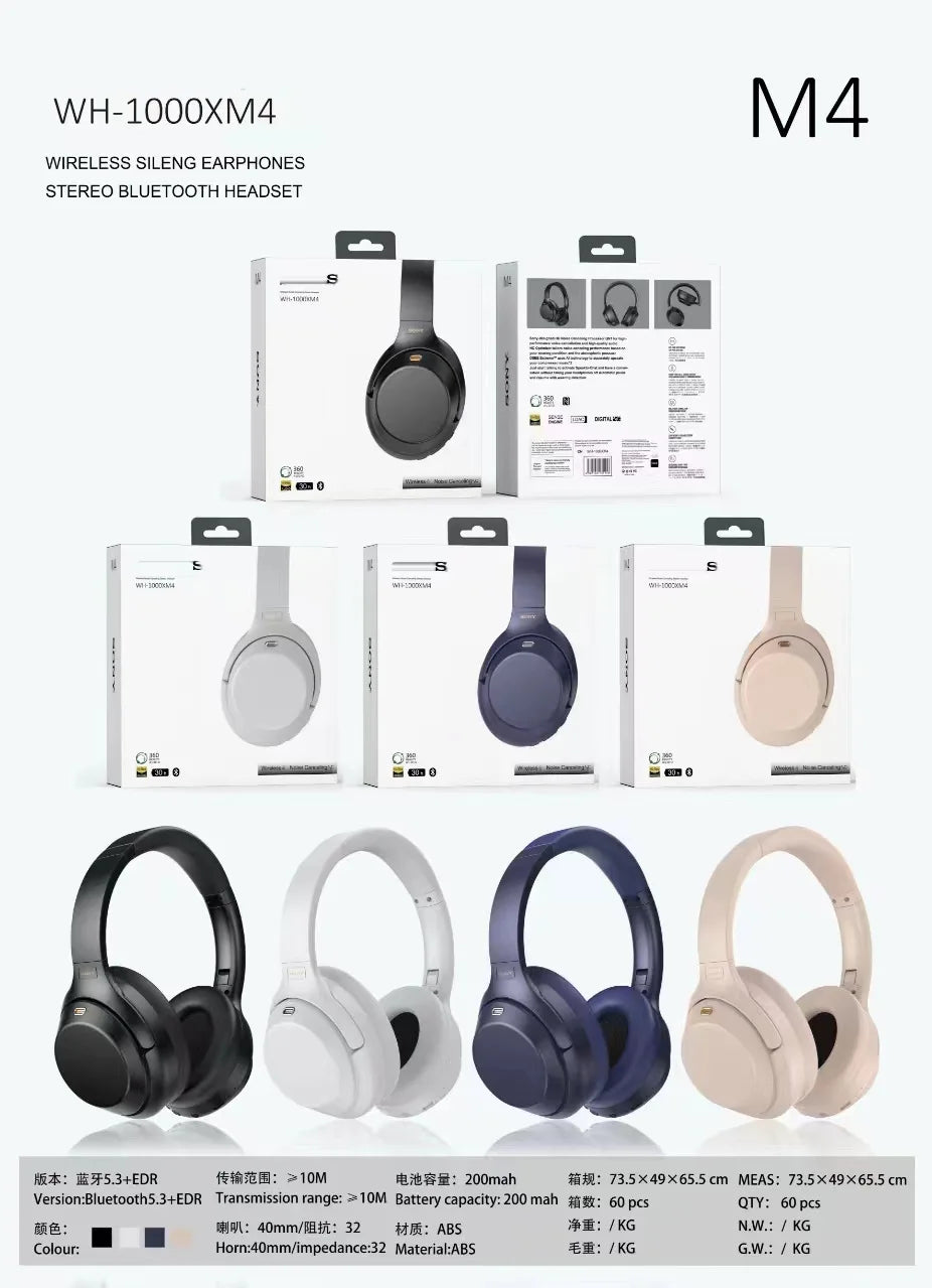 2025 New WH-1000XM4 Head-Mounted Bluetooth Wireless Earphones | Sports & Communication Compatible