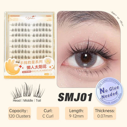 Yelix Self-Adhesive False Eyelashes — Reusable DIY Cluster Lashes, Glue-Free, Natural Soft
