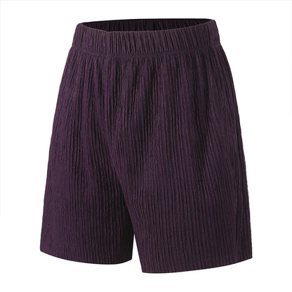 Women's 5-Point Sports Shorts - Elastic Waist Casual Summer Running Pants with Pockets