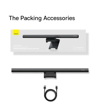 Baseus Screen Light Desk Lamp – USB Hanging LED Light for Computer Monitor, Laptop, and Study Reading