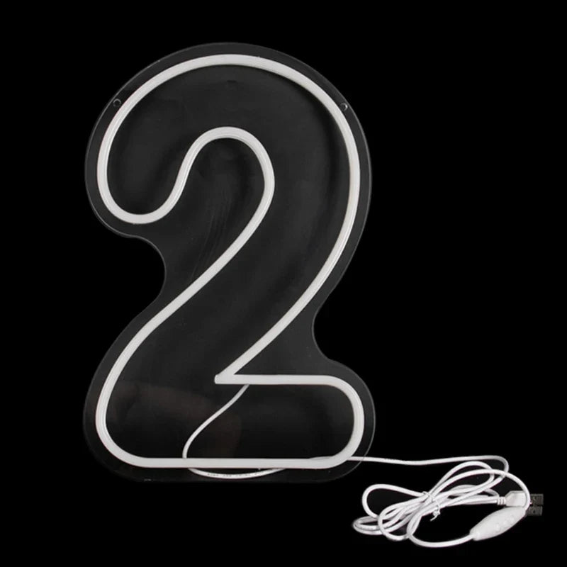 Numbers Neon Sign 0–9 – Acrylic LED Birthday, Wedding & Business Wall Decor with Switch