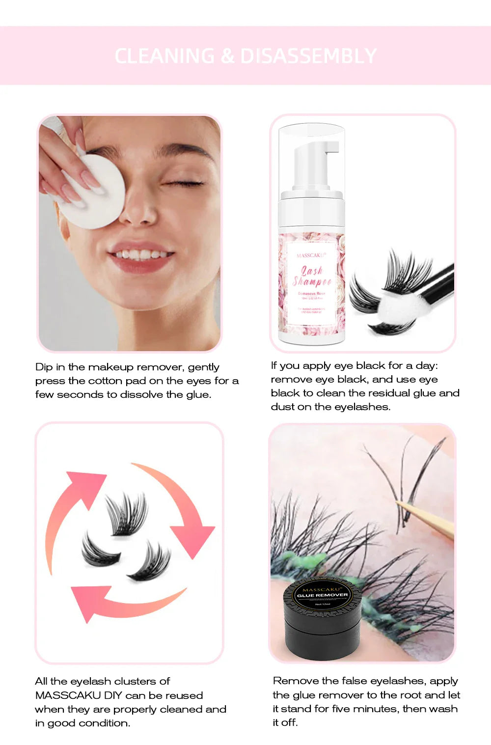 DIY 144 Cluster Lashes – Natural C/D Curl Individual Mink Eyelashes, Free Shipping, Home Makeup Supplies