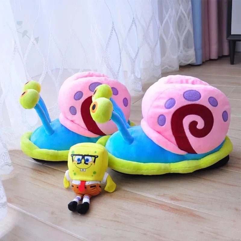Funny Snail Cartoon Slippers – Warm Cotton Indoor Anti-Slip Shoes for Men & Women Winter