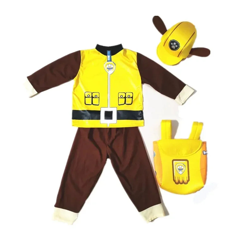 Anime Dog Patrol Kids Costume Set – Tops, Pants, Backpack & Hat for Marshall, Chase, Skye, Zuma, Rubble Halloween Cosplay
