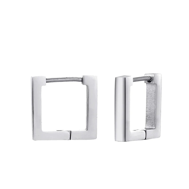 Classic Stainless Steel Hoop Earrings - Heart, Star, Oval & Geometric Punk Hip Hop Jewelry for Women & Men