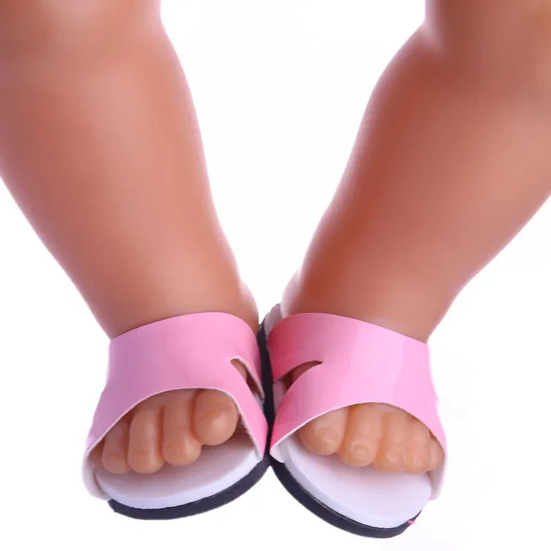 7cm Doll Sandal Shoes for 43cm Born Baby & 18-Inch American Dolls — Accessories for Doll Clothes, Girl’s Toy Gift