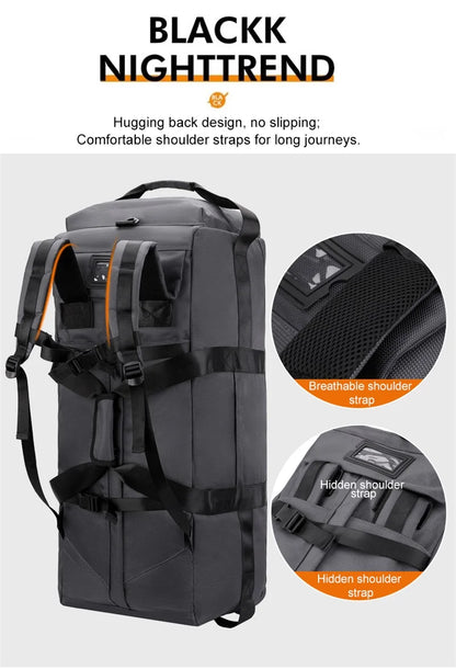80L Rolling Duffle Bag with Wheels – 31" Heavy-Duty Foldable Travel Duffel, Water-Resistant Luggage with Shoulder Strap