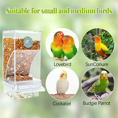 No-Mess Automatic Bird Feeder – Acrylic Parrot Seed & Water Dispenser for Small & Medium Parakeets Cage Accessories
